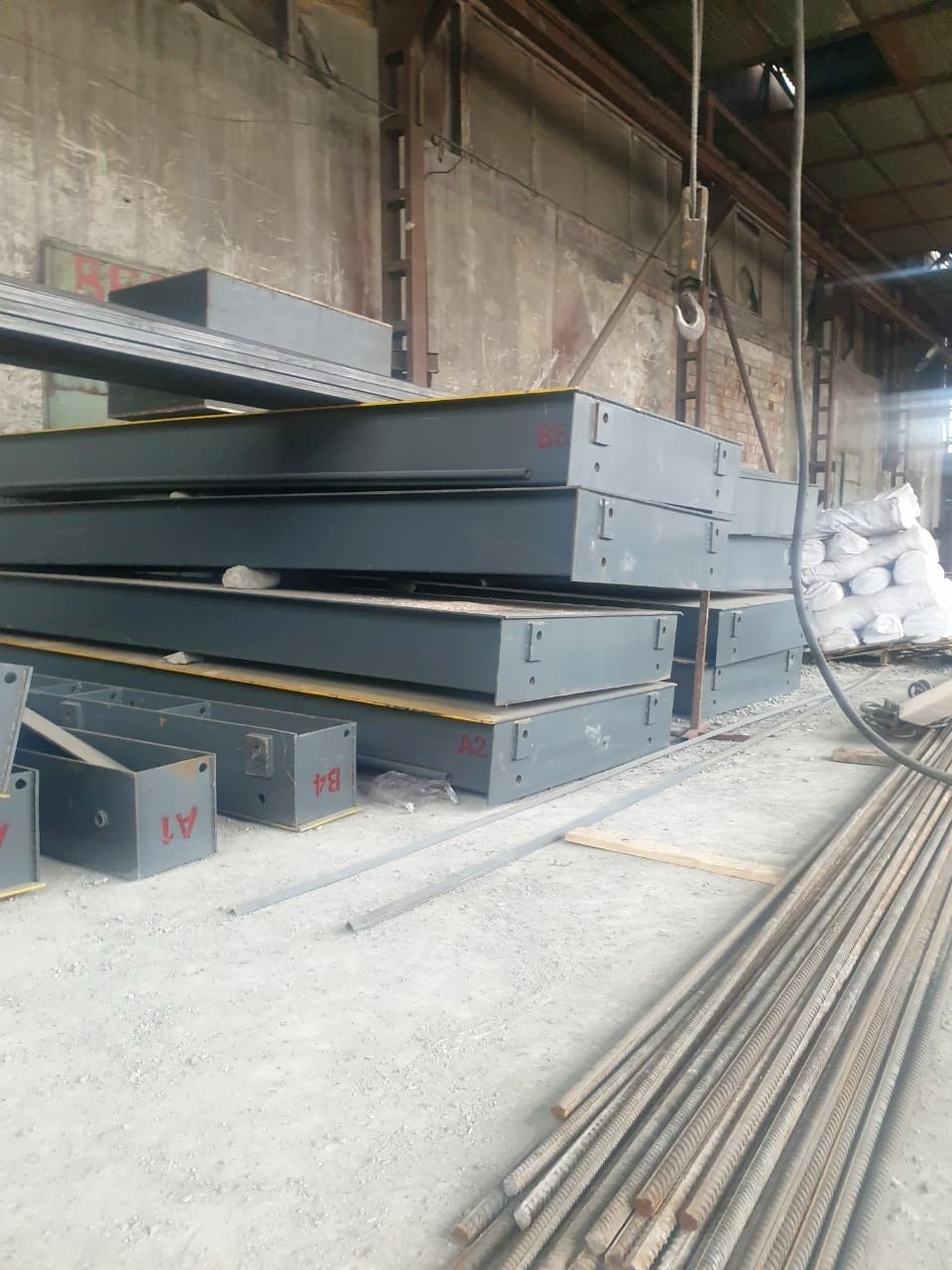 Truck scale platform sections with installation marking